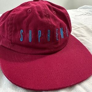 Supreme Burgundy Cap with Teal Embroidery